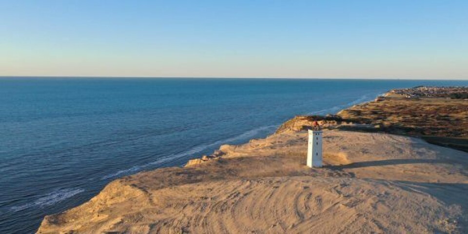 Dronebilleder af Det gamle fyr ved Rubjerg Knude. Foto Miljøstyrelsen