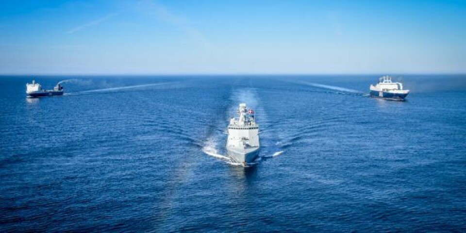 Fregatten Esbern Snare eskortede det danske materiel fra Danmark til Letland. Foto: Forsvaret