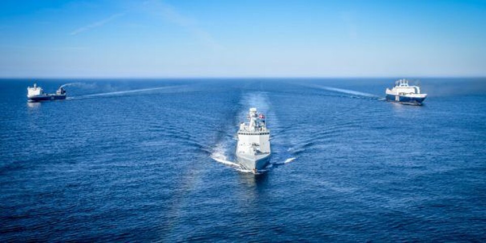 Fregatten Esbern Snare eskortede det danske materiel fra Danmark til Letland. Foto: Forsvaret