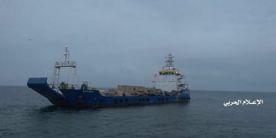 Det saudiarabiske skib Rawabi, der i starten af måneden blev kapret af houthi-oprørere. Foto: Twitter