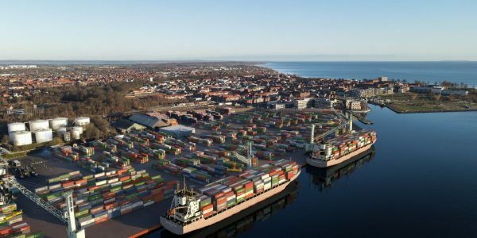 Visualisering af havneudvidelse på Fredericia Havn. Illustration: ADP A/S