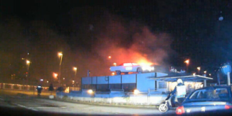 Brand i Havnens Perle. Foto: Twitter / Østjyllands Brandvæsen
