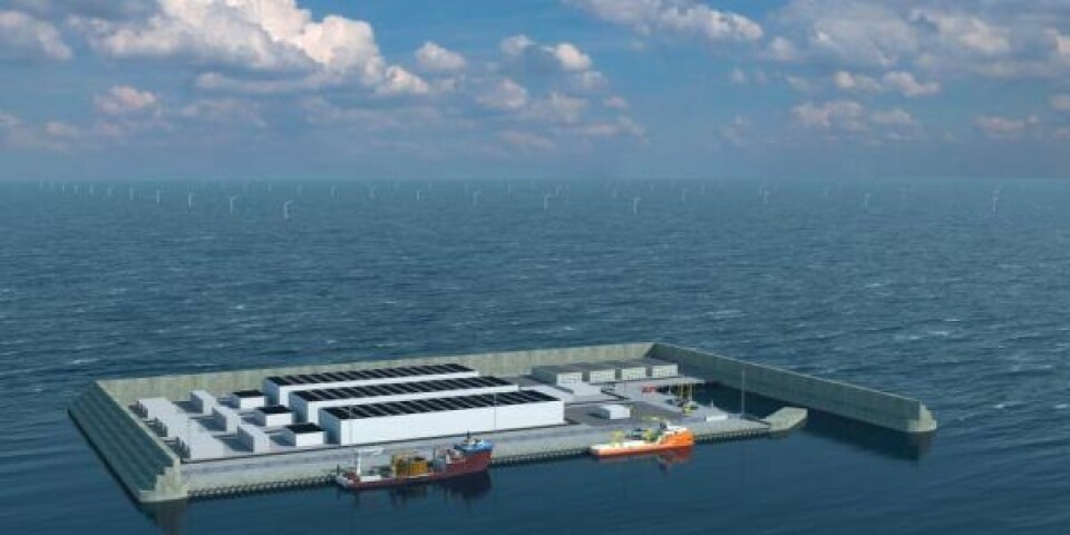 Visualisering af energiøen i Nordsøen. Visualisering: Energistyrelsen