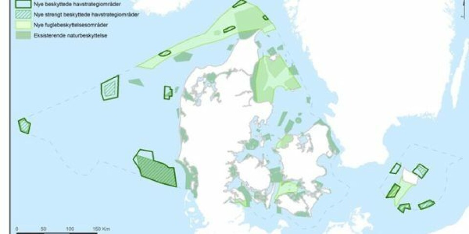 Kort over de nye beskyttede havområder. Foto: Miljøministeriet