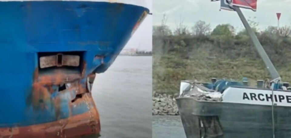 Voldsomme billeder: To skibe i frontal kollision Voldsomme billeder: To skibe i frontal kollision