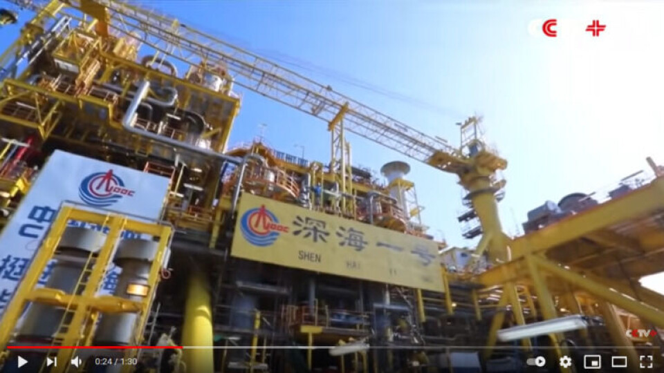 Imponerende video: Kina søsætter gigantisk boreplatform Imponerende video: Kina søsætter gigantisk boreplatform