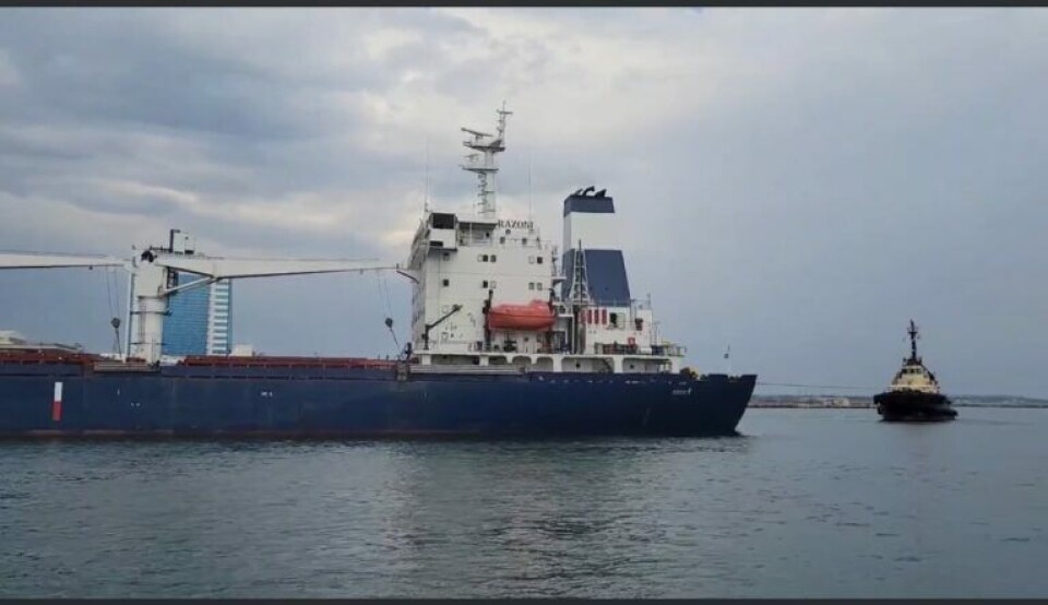 Se videoen: Her forladet første skib med fødevarer ukrainsk havneby Se videoen: Her forladet første skib med fødevarer ukrainsk havneby