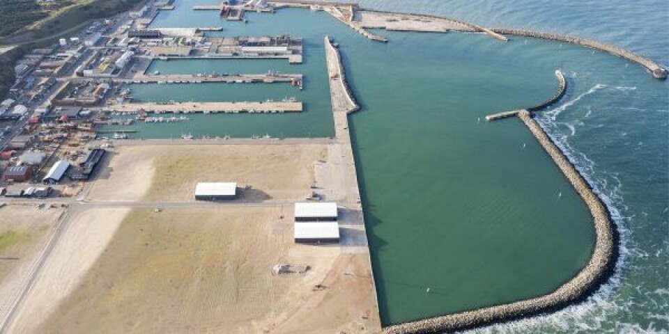 Hanstholm Havns nye baglandsareal som foreløbigt huser tre telthaller til håndtering af gods. Foto: Port of Hanstholm