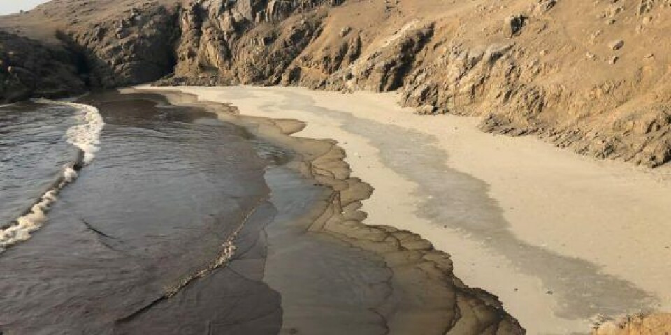 Olieudslip i Peru. Foto: Twitter / Oceana Perú