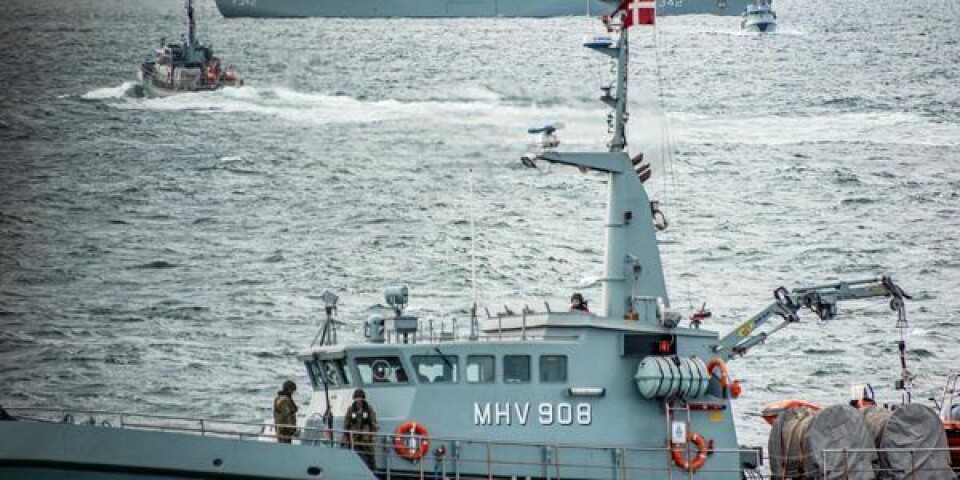 Marinehjemmeværnets fartøjer øver billedopbygning i Kattegat med en​ fregat fra Søværnet. Foto: Hjemmeværnet