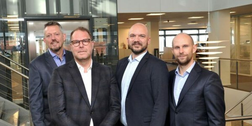 Blue Water-koncernens topledelse består nu af Dan Nissen, COO, Søren Nørgaard Thomsen, CEO, Thomas Bek, COO og Flemming Busch, CFO. Foto: Blue Water Shipping