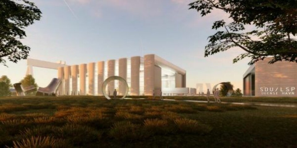Sådan kommer det store LDP-center på Odense Havn efter planen til at se ud. Illustration: NextGen Robotics