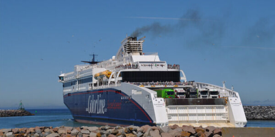 Der er hver dag mange lastbiler med Color Line. Foto: Hirtshals Havn